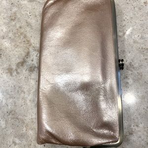 Hobo Lauren Rose Gold Blush Gold clutch EUC
